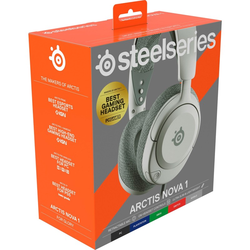 Игровая гарнитура (геймерские наушники) SteelSeries Arctis Nova 1 бело-серая Игровая гарнитура (геймерские наушники) SteelSeries Arctis Nova 1 бело-серая