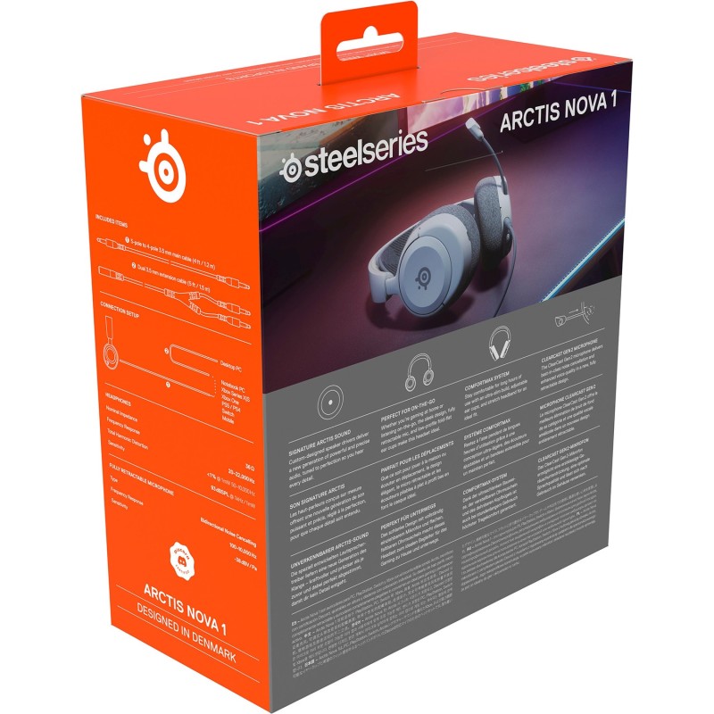 Игровая гарнитура (геймерские наушники) SteelSeries Arctis Nova 1 бело-серая Игровая гарнитура (геймерские наушники) SteelSeries Arctis Nova 1 бело-серая