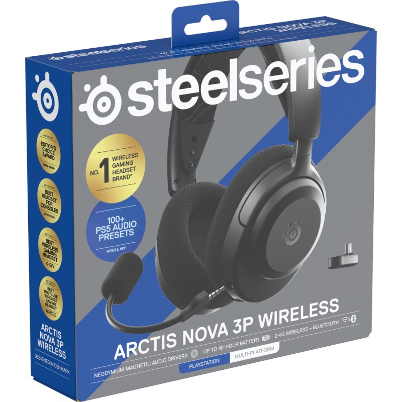 Ігрова гарнітура (ігрові навушники) SteelSeries Arctis Nova 3P Wireless чорна Ігрова гарнітура (ігрові навушники) SteelSeries Arctis Nova 3P Wireless чорна