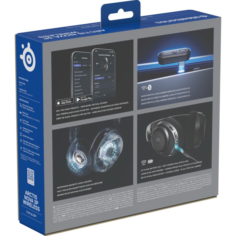 Ігрова гарнітура (ігрові навушники) SteelSeries Arctis Nova 3P Wireless чорна Ігрова гарнітура (ігрові навушники) SteelSeries Arctis Nova 3P Wireless чорна