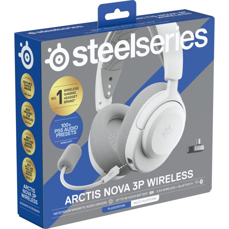 Ігрова гарнітура (бездротові навушники) SteelSeries Arctis Nova 3P Wireless біла Ігрова гарнітура (бездротові навушники) SteelSeries Arctis Nova 3P Wireless біла