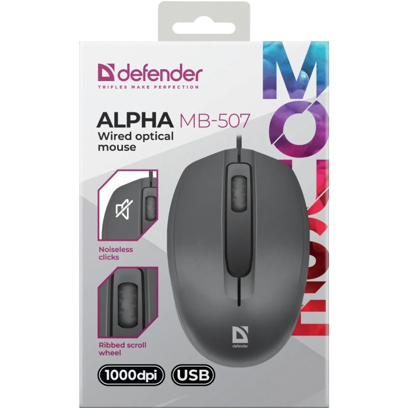 Мишка (компʼютерна миша) Defender Alpha MB-507 1000 dpi, чорна