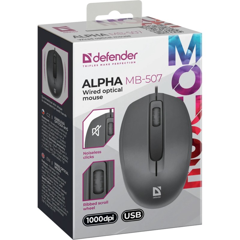 Мишка (компʼютерна миша) Defender Alpha MB-507 1000 dpi, чорна