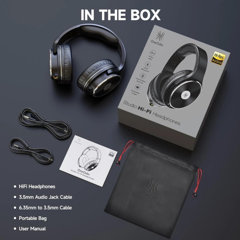 Гарнітура (навушники з мікрофоном) OneOdio Studio Hifi 3,5/6,35 мм, чорна