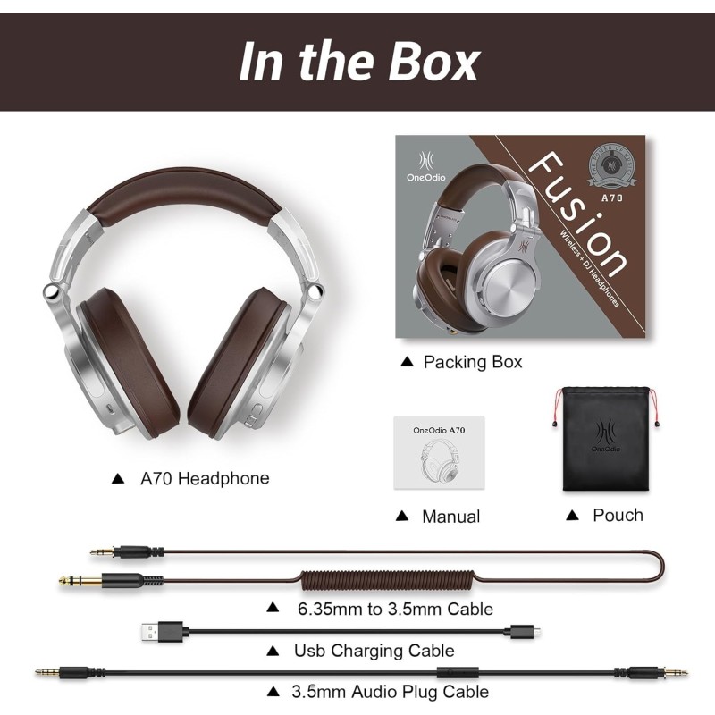 Навушники (гарнітура) OneOdio Fusion A70 Silver Brown