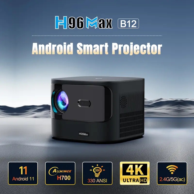 Проектор (видеопроектор) H96 MAX B12 FullHD Android 11 черный