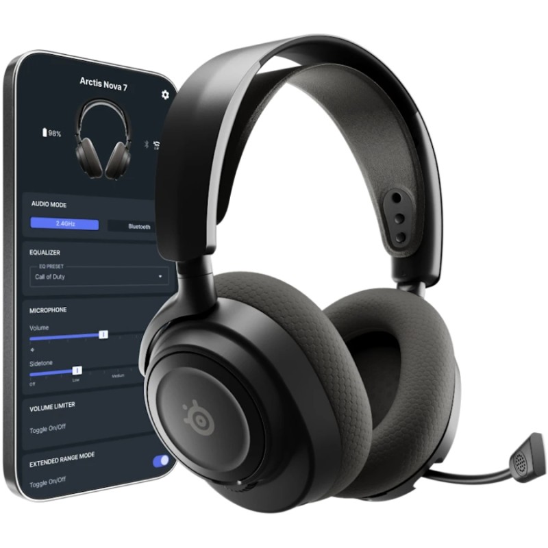 Игровая гарнитура (наушники с микрофоном) SteelSeries Arctis Nova 7P Gen 2 Wireless чёрная Игровая гарнитура (наушники с микрофоном) SteelSeries Arctis Nova 7P Gen 2 Wireless чёрная