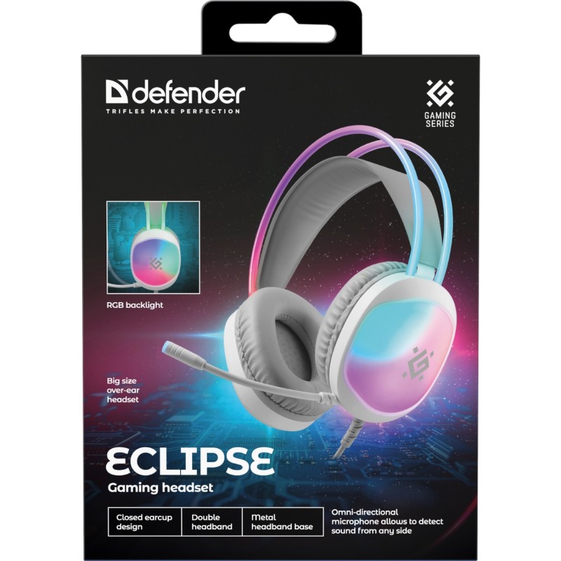 Ігрова гарнітура (навушники з мікрофоном) Defender Eclipse біла, USB, 2 м