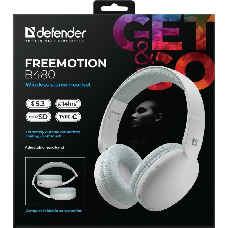 Гарнітура (навушники з мікрофоном) Defender FreeMotion B480 біла