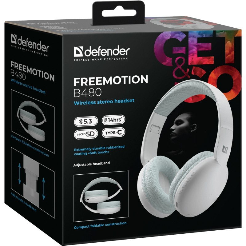 Гарнітура (навушники з мікрофоном) Defender FreeMotion B480 біла