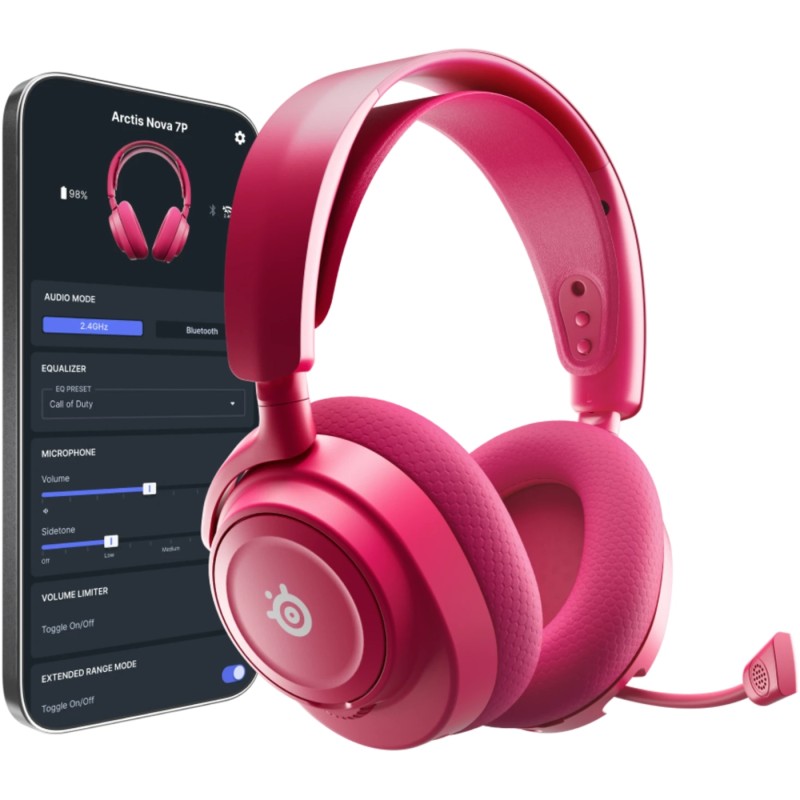 Ігрова гарнітура (ігрові навушники) SteelSeries Arctis Nova 7P Gen 2 Wireless Magenta фіолетова
