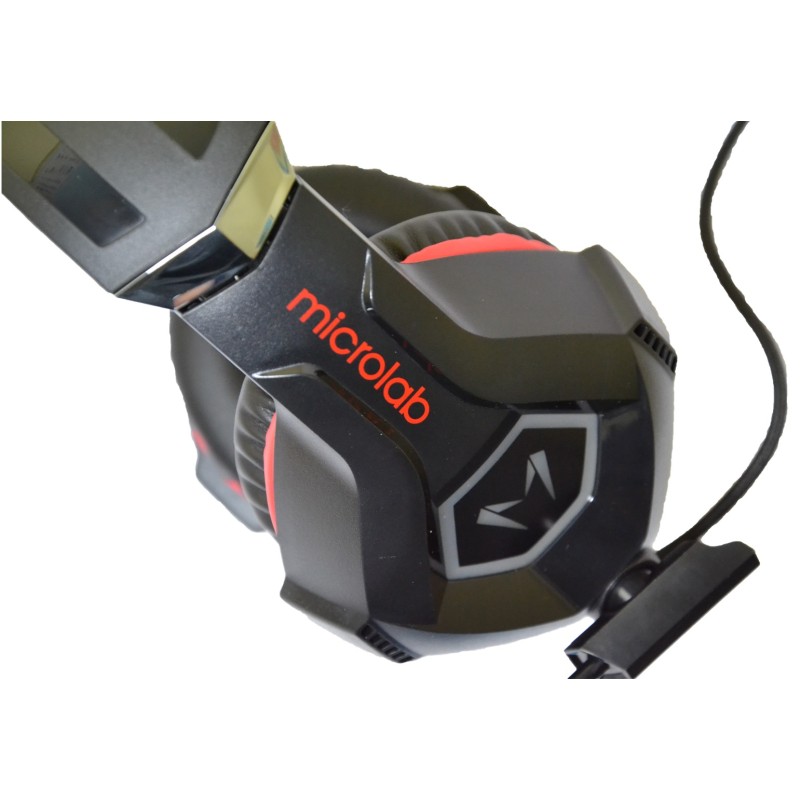 Гарнітура (навушники з мікрофоном) Microlab G7 3,5 мм + USB чорна з червоним