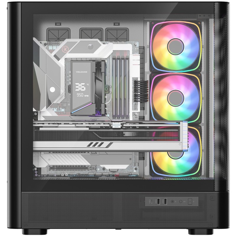 Корпус (компьютерный корпус) Modecom VOLCANO AQ500 ARGB MIDI FRONT LCD 6,2", чёрный, 4 вентилятора Корпус (компьютерный корпус) Modecom VOLCANO AQ500 ARGB MIDI FRONT LCD 6,2", чёрный, 4 вентилятора
