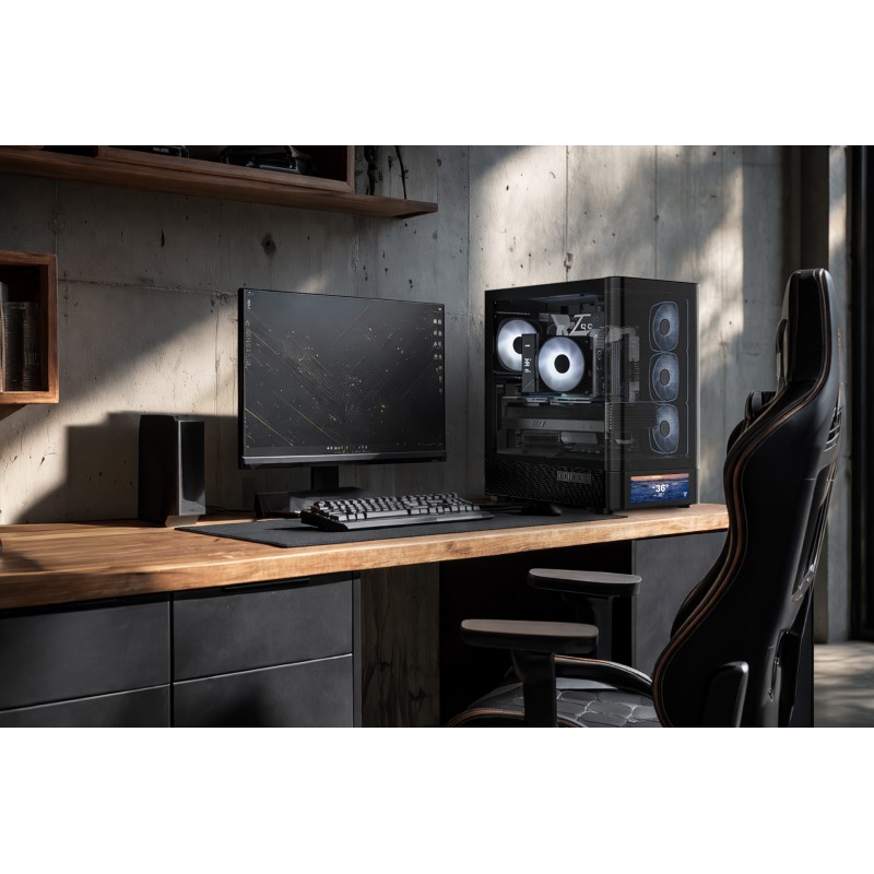 Корпус (компьютерный корпус) Modecom VOLCANO AQ500 ARGB MIDI FRONT LCD 6,2", чёрный, 4 вентилятора Корпус (компьютерный корпус) Modecom VOLCANO AQ500 ARGB MIDI FRONT LCD 6,2", чёрный, 4 вентилятора