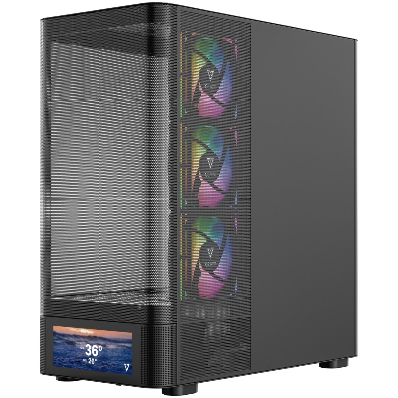 Корпус (компьютерный корпус) Modecom VOLCANO AQ500 ARGB MIDI FRONT LCD 6,2", чёрный, 4 вентилятора Корпус (компьютерный корпус) Modecom VOLCANO AQ500 ARGB MIDI FRONT LCD 6,2", чёрный, 4 вентилятора