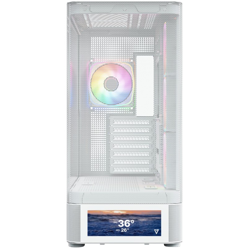 Корпус ПК (компьютерный корпус) Modecom VOLCANO AQ500 ARGB MIDI FRONT LCD 6,2″ белый, 4 вентилятора, без БП Корпус ПК (компьютерный корпус) Modecom VOLCANO AQ500 ARGB MIDI FRONT LCD 6,2″ белый, 4 вентилятора, без БП