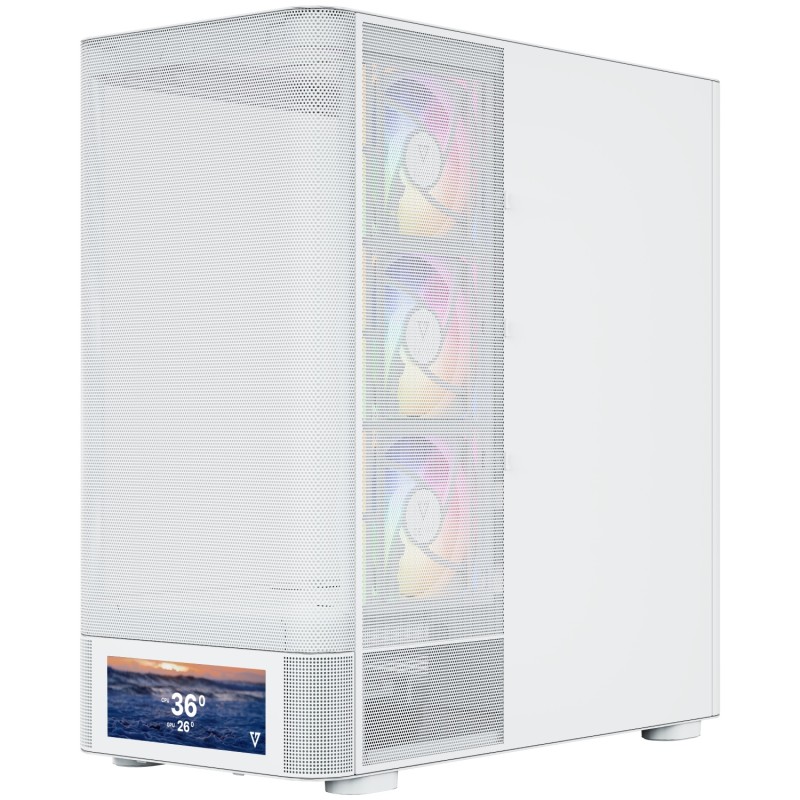 Корпус ПК (компьютерный корпус) Modecom VOLCANO AQ500 ARGB MIDI FRONT LCD 6,2″ белый, 4 вентилятора, без БП Корпус ПК (компьютерный корпус) Modecom VOLCANO AQ500 ARGB MIDI FRONT LCD 6,2″ белый, 4 вентилятора, без БП