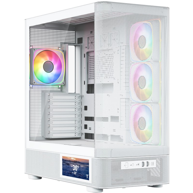 Корпус (комп'ютерний корпус) Modecom VOLCANO AQ400 ARGB білий з LCD 6,2"