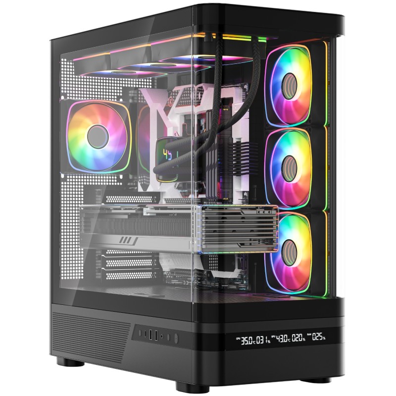 Комп'ютерний корпус (корпус ПК) Modecom VOLCANO AQ200 ARGB чорний, LCD, 4 вентилятори Комп'ютерний корпус (корпус ПК) Modecom VOLCANO AQ200 ARGB чорний, LCD, 4 вентилятори
