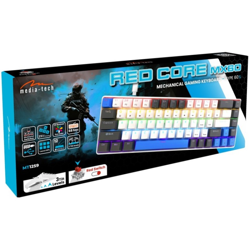 Игровая механическая клавиатура (механическая клавиатура) Media-Tech MT1259 68 клавиш