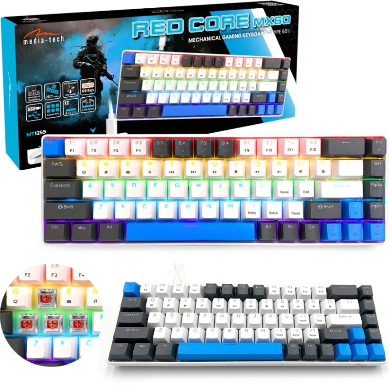 Игровая механическая клавиатура (механическая клавиатура) Media-Tech MT1259 68 клавиш
