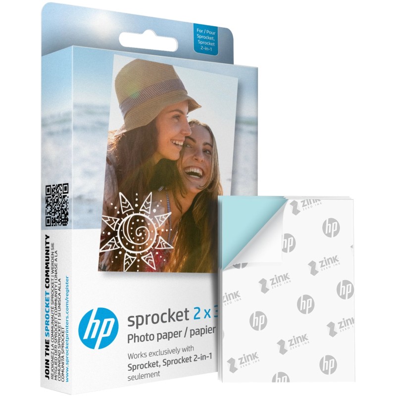 Фотобумага (бумага для фотопечати) HP Sprocket Zink 2"x3" глянцевая, 20 листов