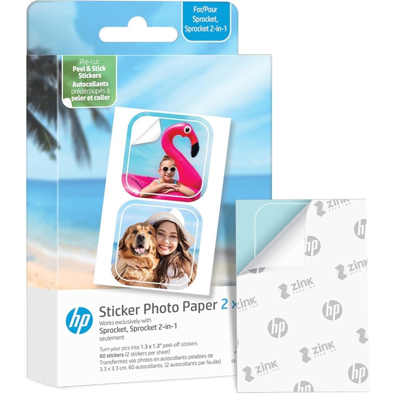 Фотобумага (фотонаклейки) HP CutOut Sticker Zink 2x3, 30 листов