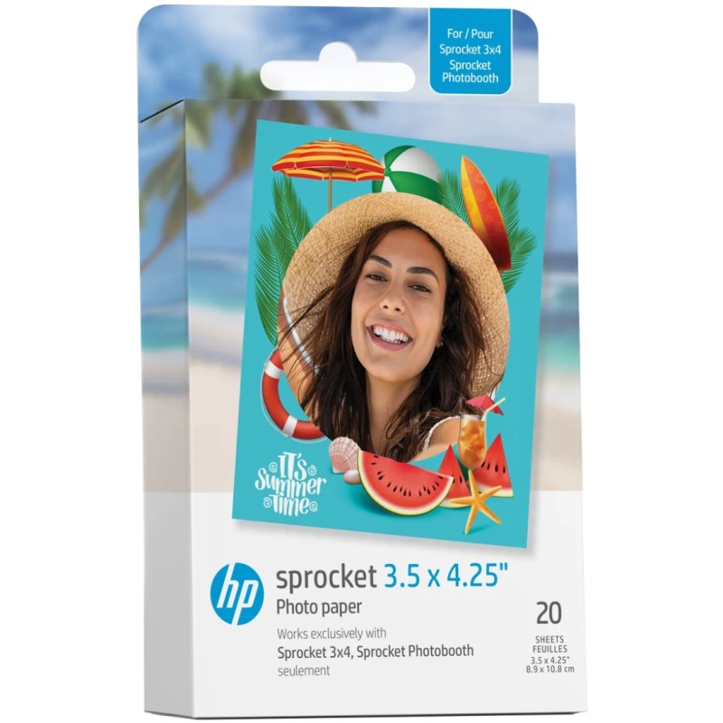 Фотопапір (папір для фотодруку) HP Sprocket Zink 3.5"x4.25" 20 листів