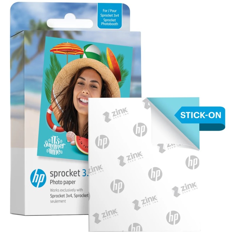 Фотопапір (папір для фотодруку) HP Sprocket Zink 3.5"x4.25" 20 листів
