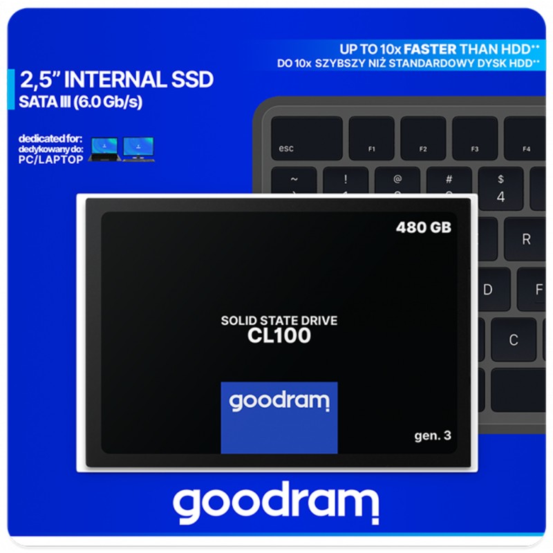 SSD-накопичувач (твердотільний диск) GoodRAM CL100 480 ГБ SATA III SSD-накопичувач (твердотільний диск) GoodRAM CL100 480 ГБ SATA III