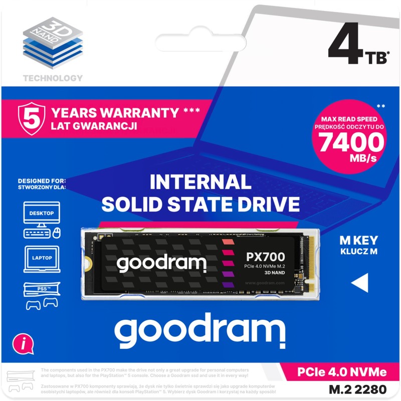 SSD-накопичувач (внутрішній диск) GoodRAM PX700 4 ТБ M.2 PCIe 4.0 x4