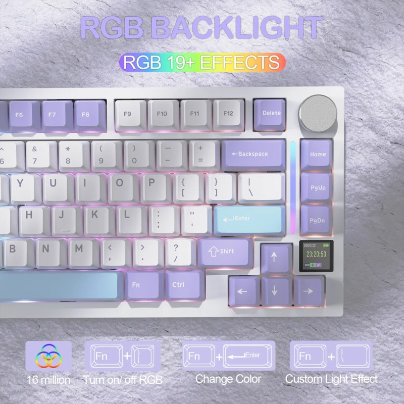Клавіатура ігрова механічна Attack Shark X820 Ultra 81кл. RGB, Wireless, Gift Axis White Клавіатура ігрова механічна Attack Shark X820 Ultra 81кл. RGB, Wireless, Gift Axis White