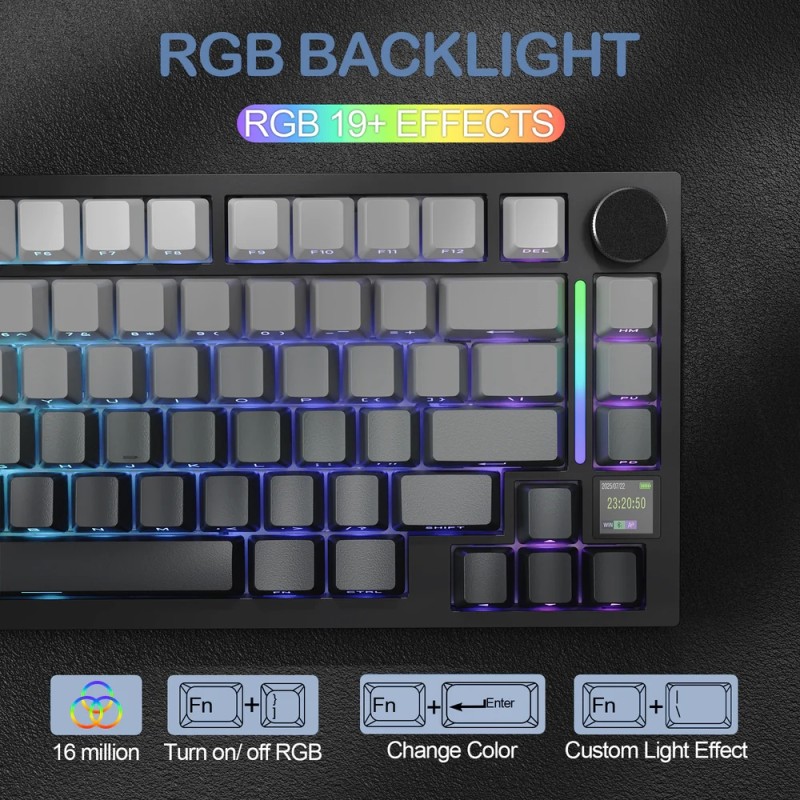 Клавіатура ігрова механічна Attack Shark X820 Ultra 81кл. RGB, Wireless, Shark Axis, Moonlight Клавіатура ігрова механічна Attack Shark X820 Ultra 81кл. RGB, Wireless, Shark Axis, Moonlight