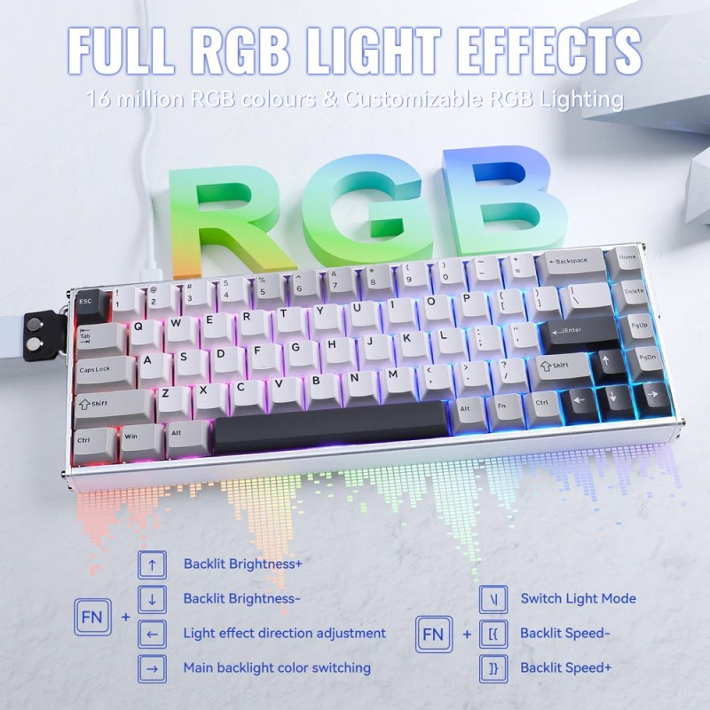 Клавіатура ігрова магнітна Attack Shark X68 Max HE 68кл. RGB, USB-C, Starlight White Клавіатура ігрова магнітна Attack Shark X68 Max HE 68кл. RGB, USB-C, Starlight White