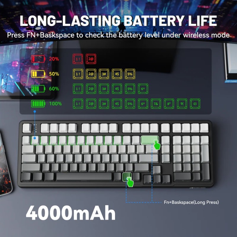 Клавіатура ігрова механічна Attack Shark X98 102кл. RGB, Wireless, Moonlight Night