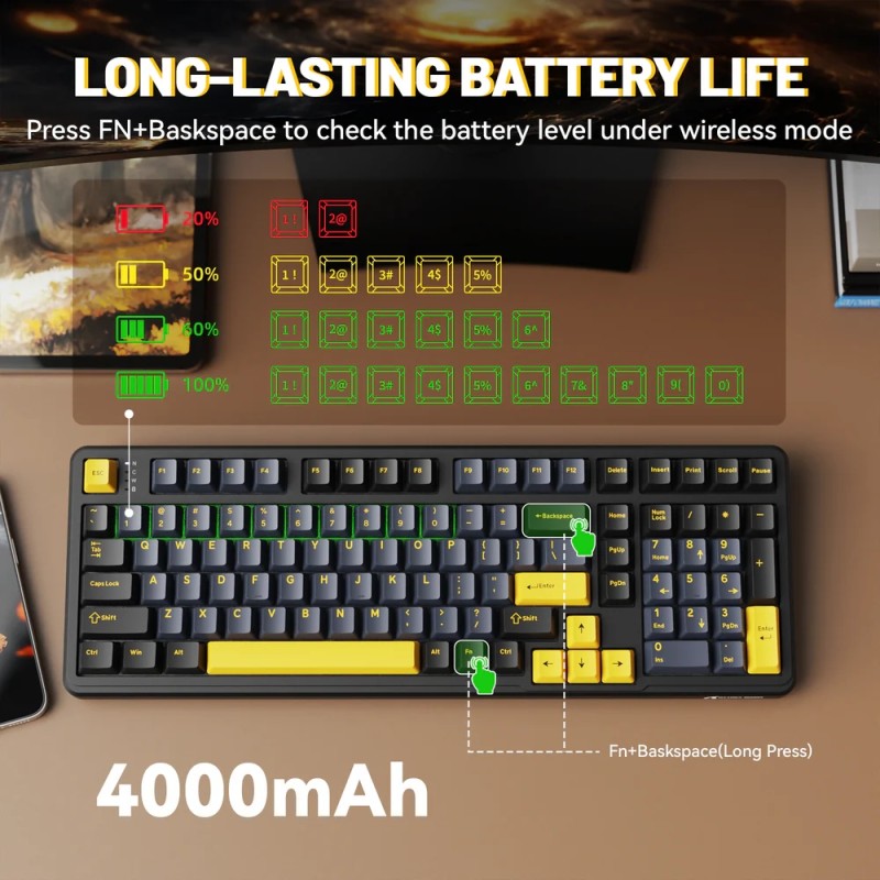 Клавіатура ігрова механічна Attack Shark X98 102кл. RGB, Wireless, Star Black Клавіатура ігрова механічна Attack Shark X98 102кл. RGB, Wireless, Star Black