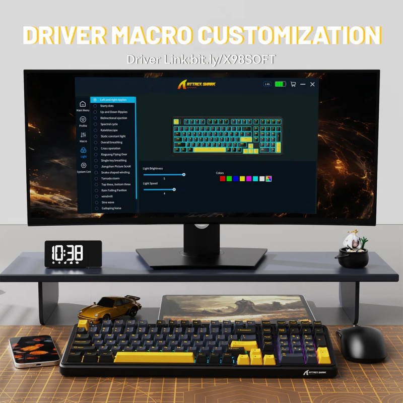 Клавіатура ігрова механічна Attack Shark X98 102кл. RGB, Wireless, Star Black Клавіатура ігрова механічна Attack Shark X98 102кл. RGB, Wireless, Star Black