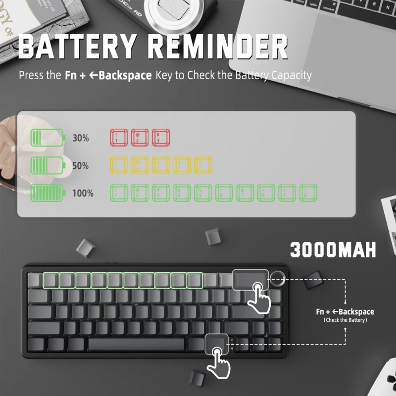 Клавіатура ігрова механічна Attack Shark X66 66кл. RGB, Wireless, Moonlit Night