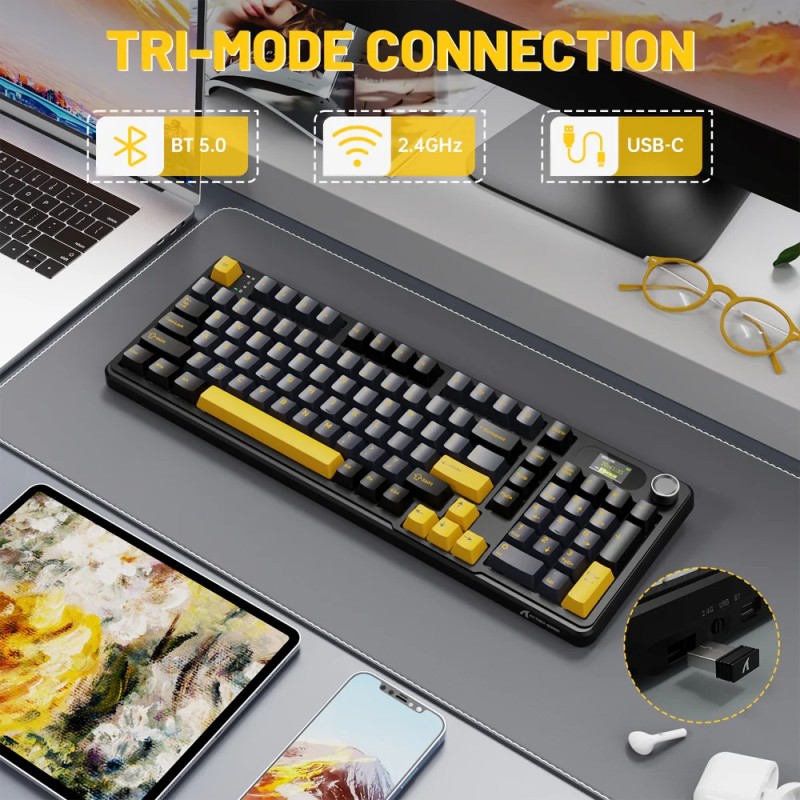 Клавіатура ігрова механічна Attack Shark X98 Pro 99кл. RGB, Wireless, TFT disp., Star Black Клавіатура ігрова механічна Attack Shark X98 Pro 99кл. RGB, Wireless, TFT disp., Star Black