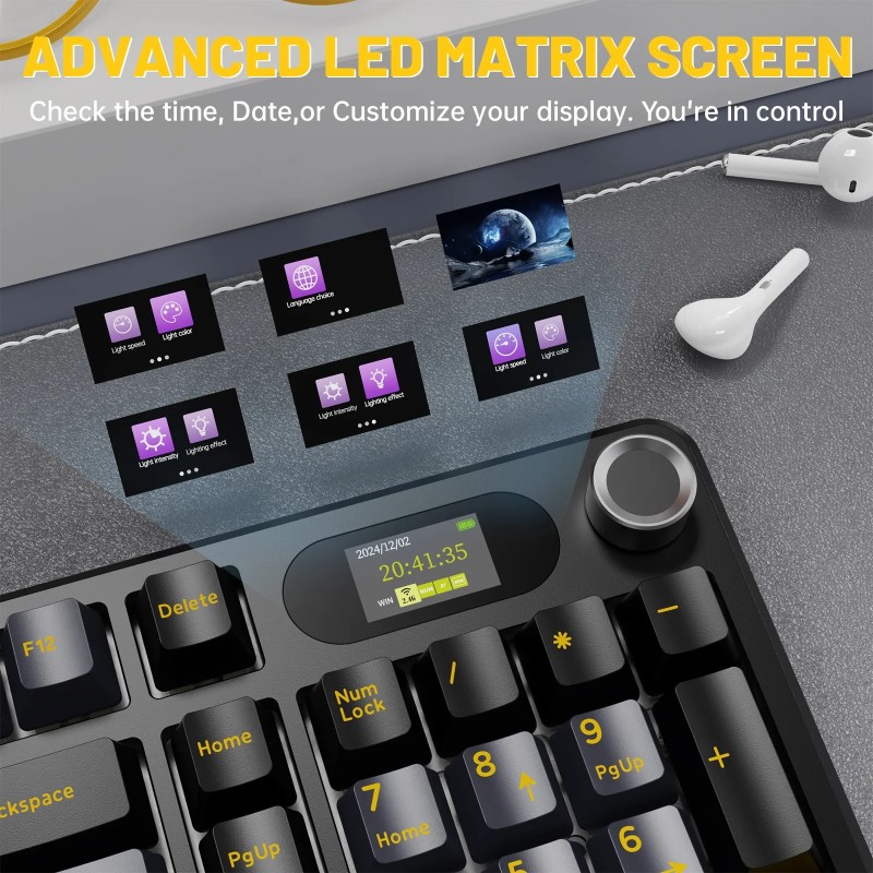 Клавіатура ігрова механічна Attack Shark X98 Pro 99кл. RGB, Wireless, TFT disp., Star Black Клавіатура ігрова механічна Attack Shark X98 Pro 99кл. RGB, Wireless, TFT disp., Star Black