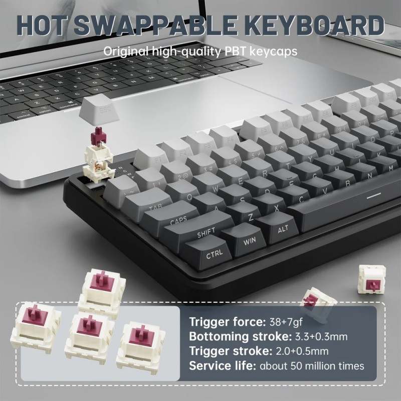 Клавіатура ігрова механічна Attack Shark X98 Pro 99кл. RGB, Wireless, TFT disp., Moonlit Night Клавіатура ігрова механічна Attack Shark X98 Pro 99кл. RGB, Wireless, TFT disp., Moonlit Night
