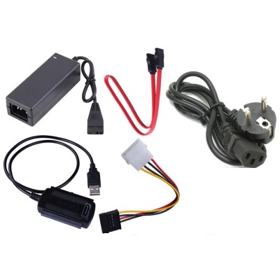 Адаптер USB 2.0 Type-A (перехідник) China RTL IDE-SATA з блоком живлення