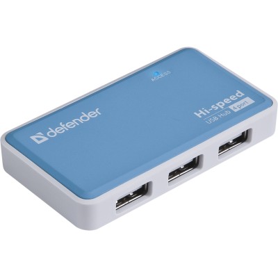 USB-хаб (розгалужувач USB) Defender 4xUSB 2.0 біло-синій