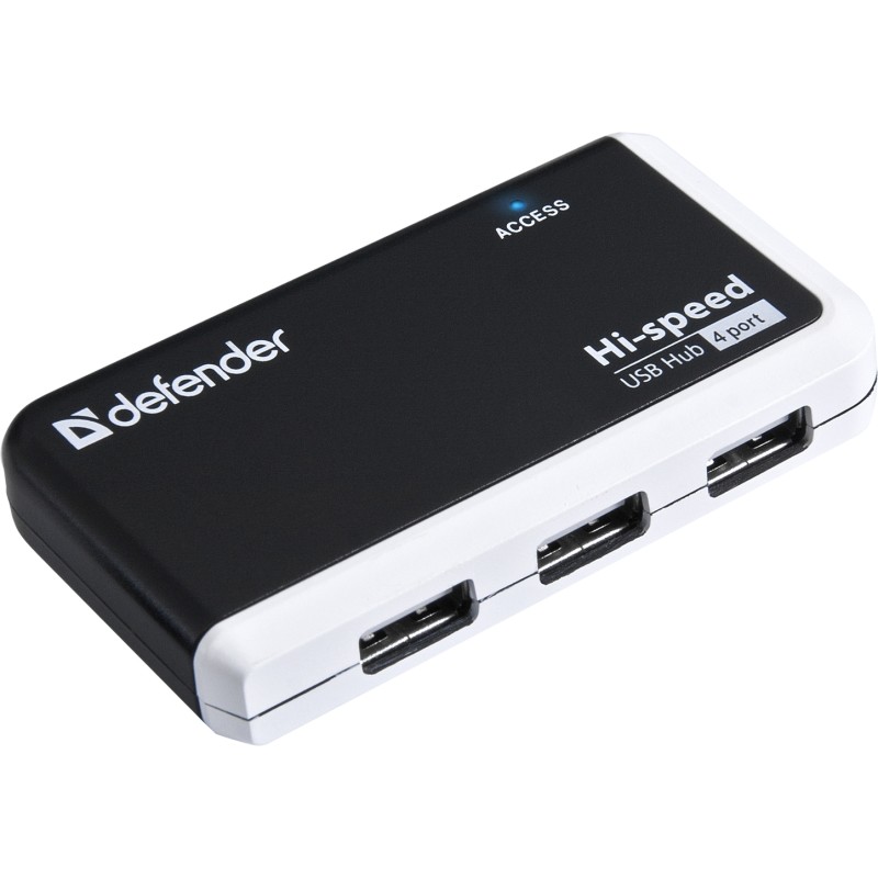 USB-хаб (разветвитель USB) Defender 4×USB 2.0, чёрно-белый