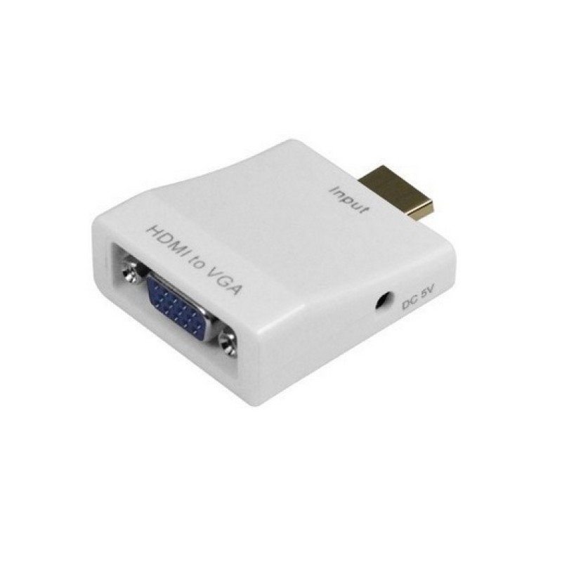 Переходник HDMI на VGA (адаптер) China с аудиоинтерфейсом, белый