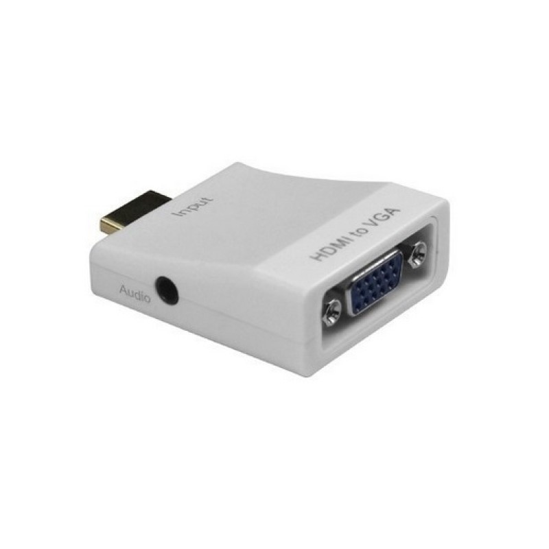 Переходник HDMI на VGA (адаптер) China с аудиоинтерфейсом, белый Переходник HDMI на VGA (адаптер) China с аудиоинтерфейсом, белый