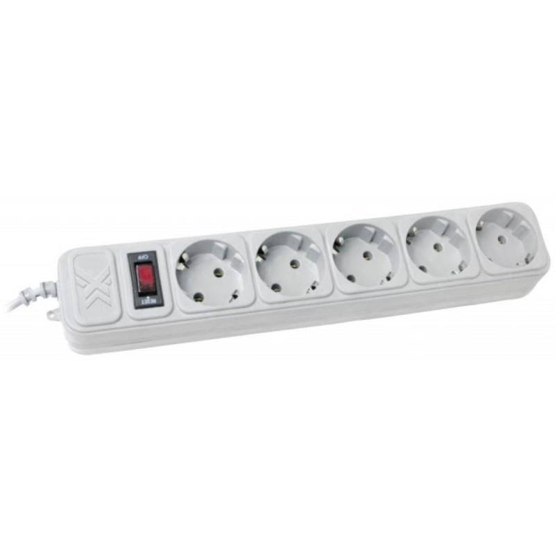Мережевий фільтр (фільтр-подовжувач) Maxxter 4,5 м, 5 розеток, сірий
