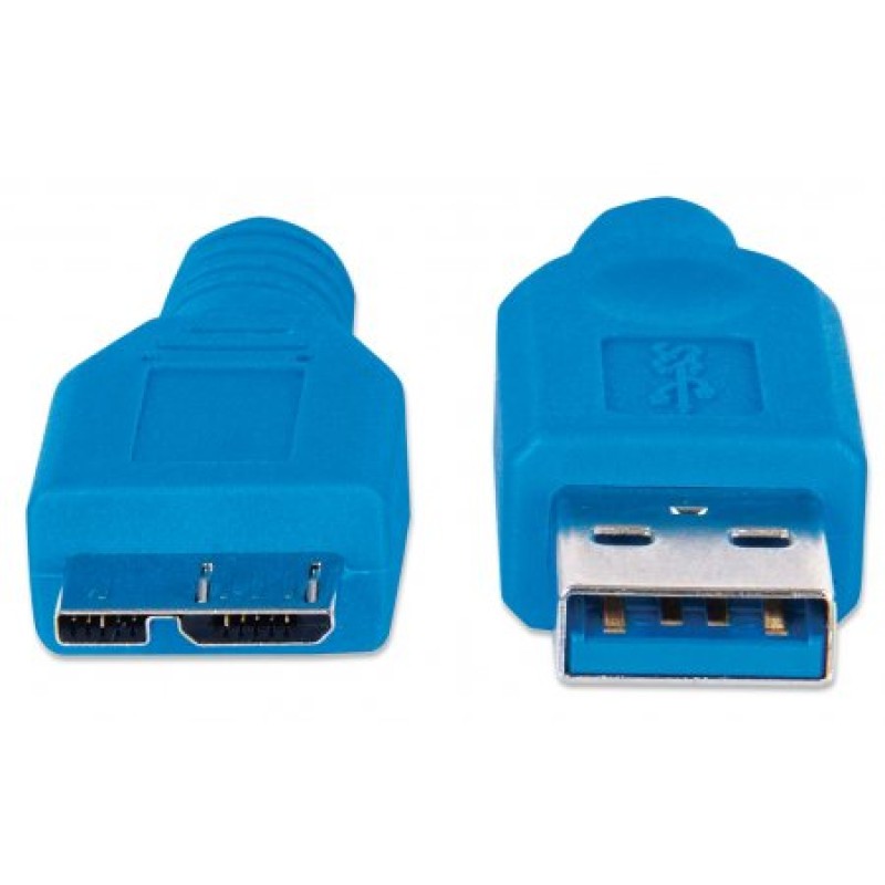 Кабель USB 3.0 (USB-кабель) Intracom Manhattan 1 м, синій