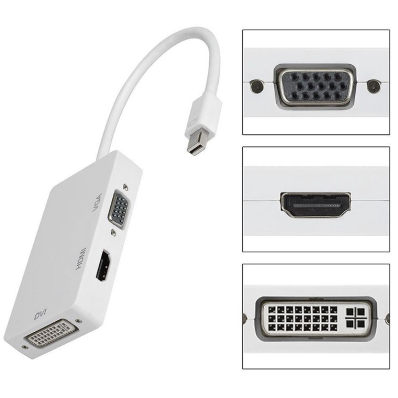 Перехідник mini DisplayPort (адаптер) China HDMI/VGA/DVI, FHD 1080p