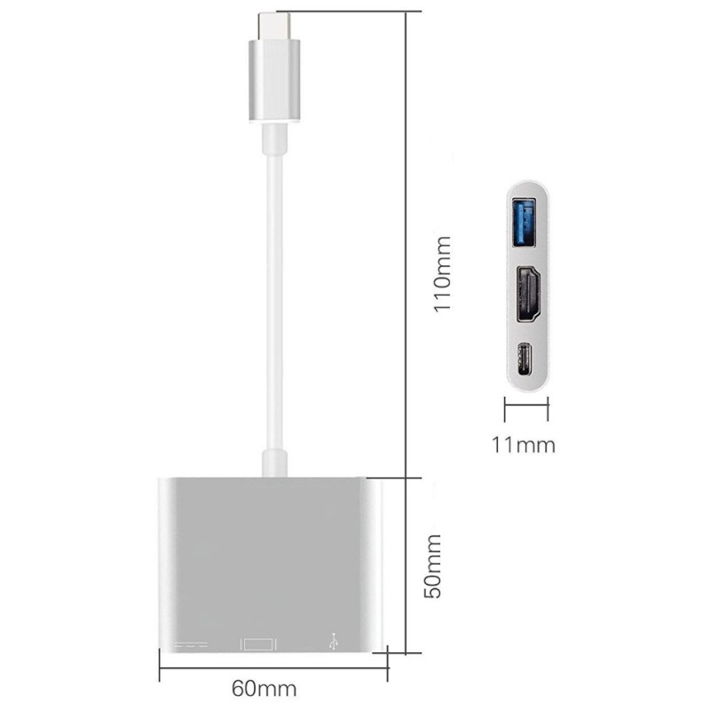 Док-станция (хаб) China USB3.1 Type-C HDMI/USB3.0/Type-C, кабель 0,1 м